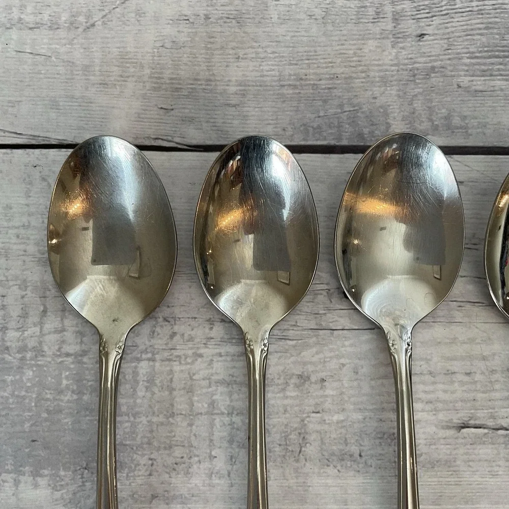 Oneidacraft Deluxe Stainless Flatware CHATEAU Oval Place Spoons Set Of 6